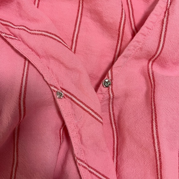 Madewell Wrap Top in Cecilia Stripe Pink, Size M - Picture 9 of 12